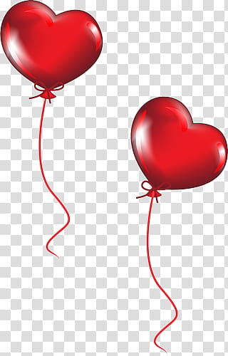 two red hearts balloons illustration transparent background PNG clipart