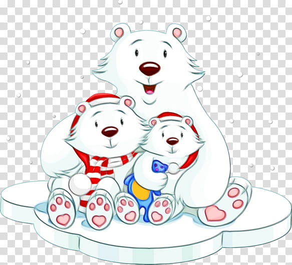 white cartoon bear polar bear line, Watercolor, Paint, Wet Ink, Smile transparent background PNG clipart