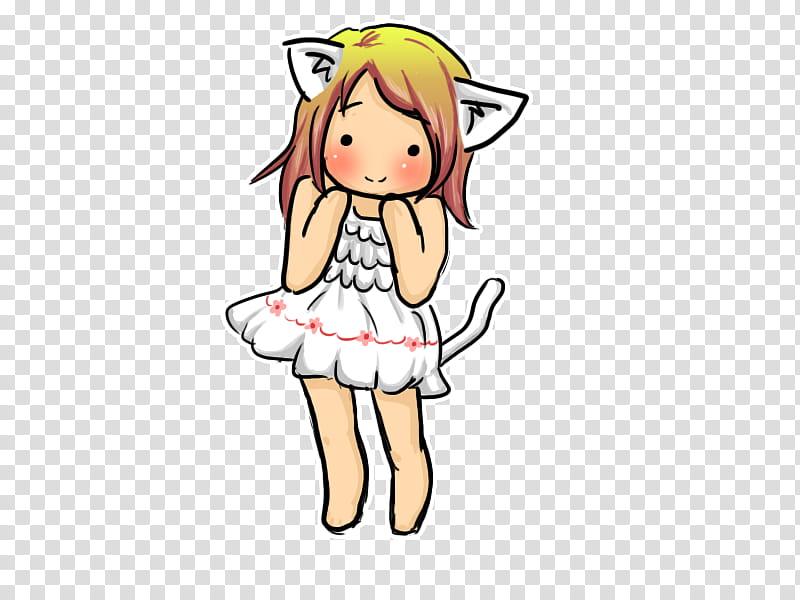 chibi chibi neko girl x, girl cartoon character wearing white dress illustration transparent background PNG clipart