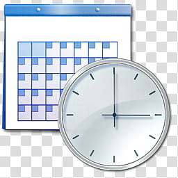 Windows Live For XP, round clock near a blue calendar illustration transparent background PNG clipart