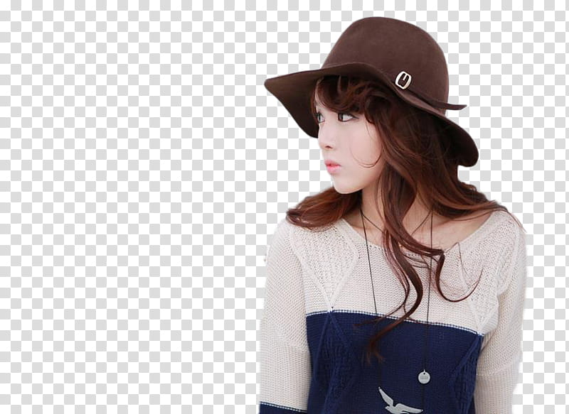 Ulzzang Kim Shinyeong, woman standing while wearing brown hat transparent background PNG clipart