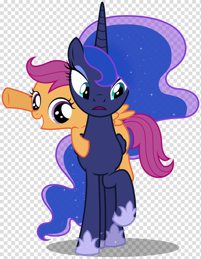 MLP Resource Luna and Scoots , two purple and yellow my little pony illustration transparent background PNG clipart