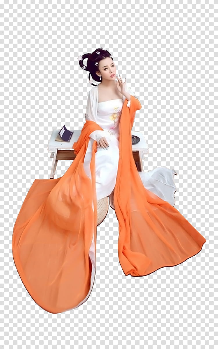 Orange, Costume, Clothing, Costume M, Dance Dresses Skirts Costumes, Costume Drama, Culture, Hanfu transparent background PNG clipart