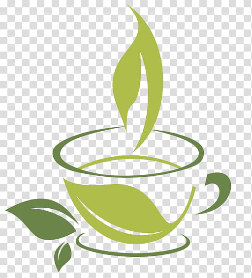 Tea cup green leaf logo Royalty Free Vector Image
