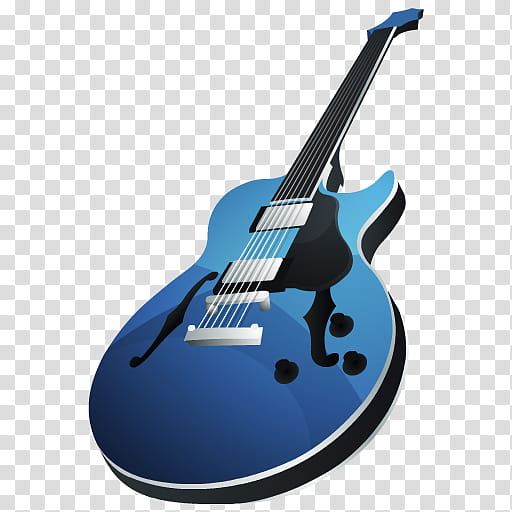HP Dock Icon Set, HP-GarageBand-Dock-, blue and black guitar illustration transparent background PNG clipart