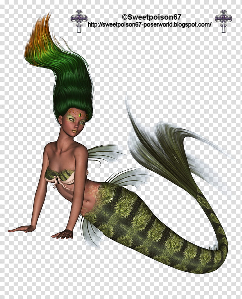 Meermaid Goddess, mermaid with green hair and tail transparent background PNG clipart