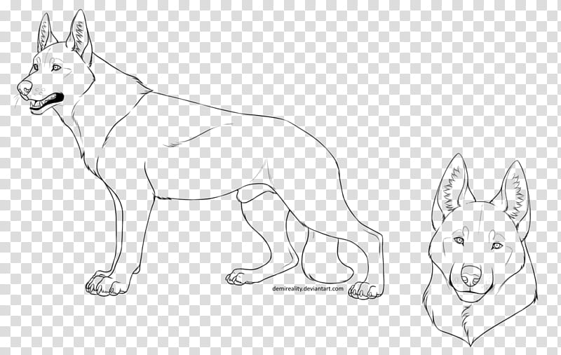 German Shepherd Lineart, black dog illustration transparent background PNG clipart