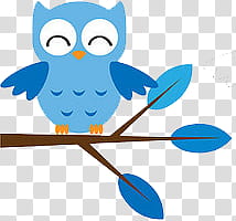 happy owl on tree branch illustration transparent background PNG clipart