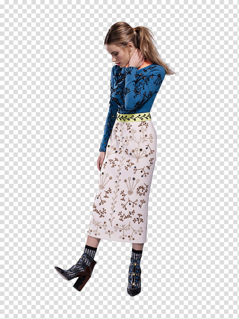 Watchers , woman wearing white floral skirt transparent background PNG clipart
