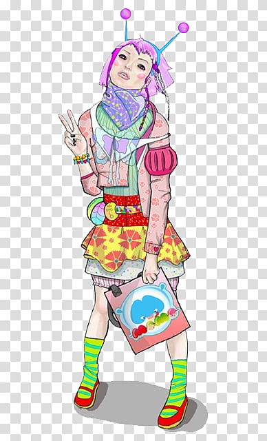 Illustrated, illustration of female doing peace sign transparent background PNG clipart