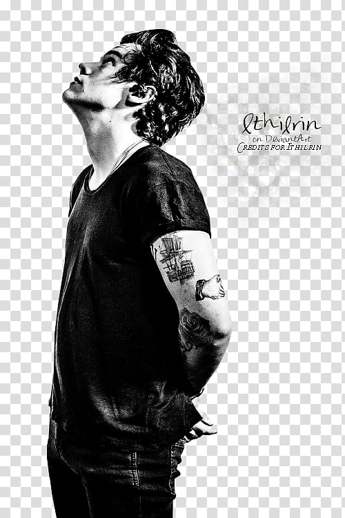 Harry Styles render , men's black T-shirt transparent background PNG clipart