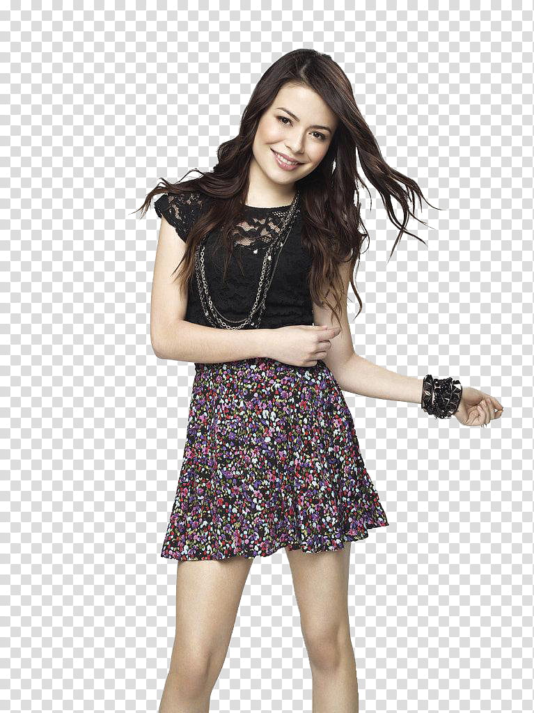 iCarly, woman wearing black cap-sleeved dress smiling transparent background PNG clipart