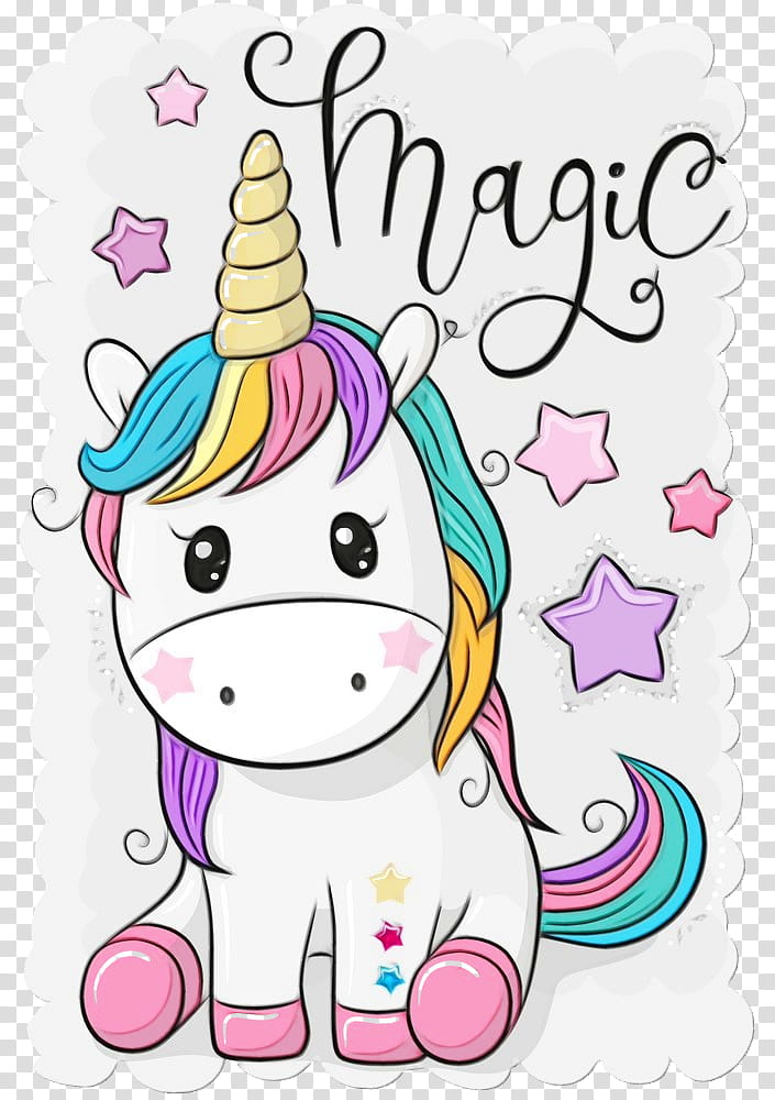 Party hat, Cartoon Unicorn, Cute Unicorn, Baby Unicorn, Watercolor, Paint, Wet Ink, Birthday transparent background PNG clipart