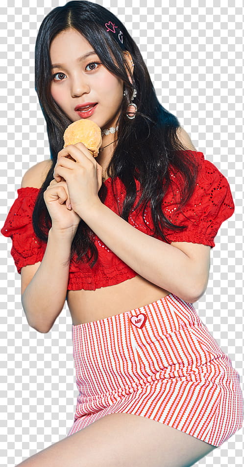 GFriend Sunny Summer PT, woman wearing red crop shirt transparent background PNG clipart