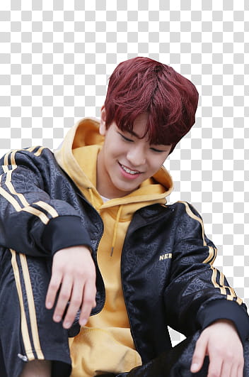 STRAY KIDS  STAR , man wearing black and yellow zip-up jacket transparent background PNG clipart