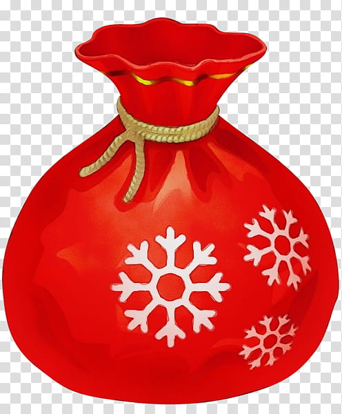 Red Christmas Ornament, Watercolor, Paint, Wet Ink, Santa Claus, Christmas , Bag, Mrs Claus transparent background PNG clipart