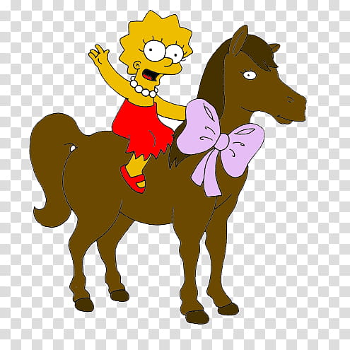 Lisa Simpson riding brown horse transparent background PNG clipart