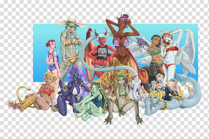 Monster Girl Group Shot transparent background PNG clipart