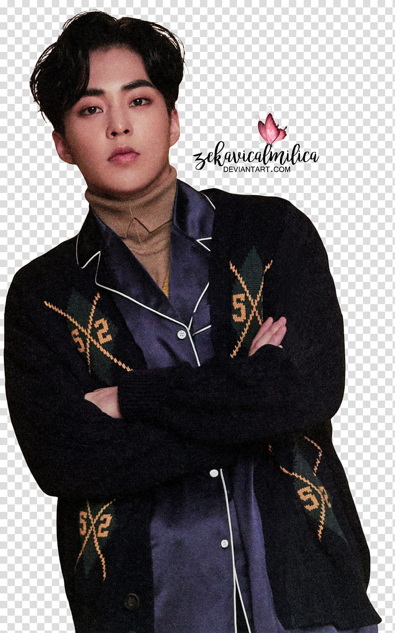 EXO Xiumin  Season Greetings, man wearing black sweater transparent background PNG clipart