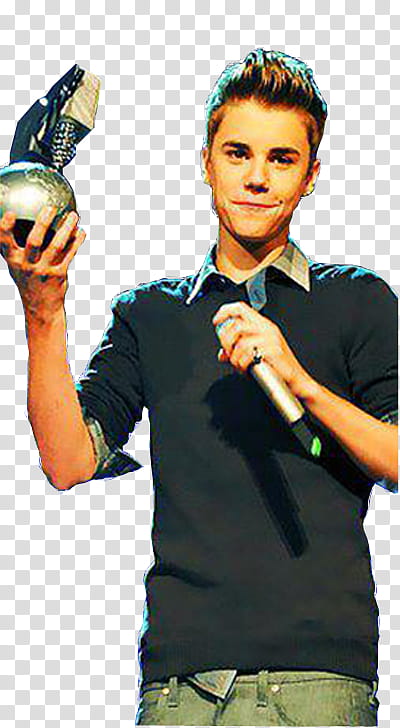 Justin Bieber MTV EMA , Justin Bieber holding trophy transparent background PNG clipart