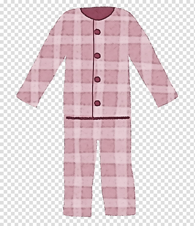 Clothing pink plaid sleeve pajamas, Nightwear, Outerwear transparent ...