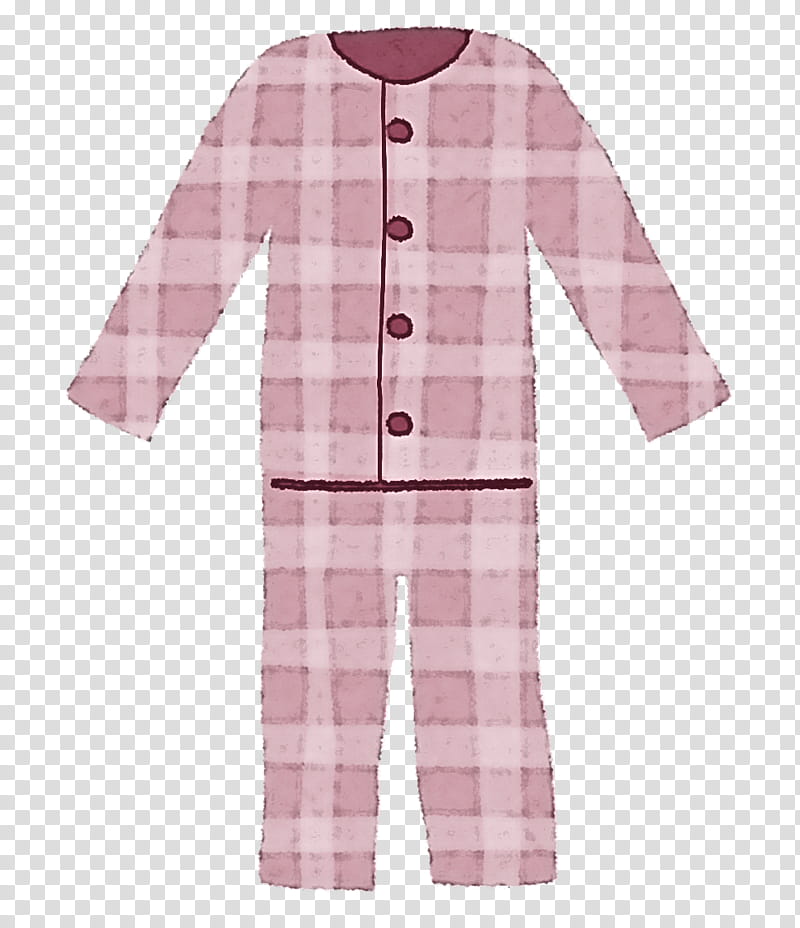 clothing pink plaid sleeve pajamas, Nightwear, Outerwear transparent background PNG clipart