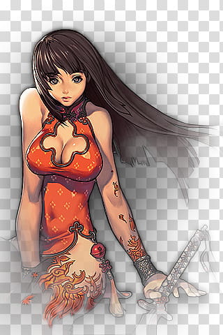 BnS iDevice Wall, woman on red dress anime transparent background PNG clipart