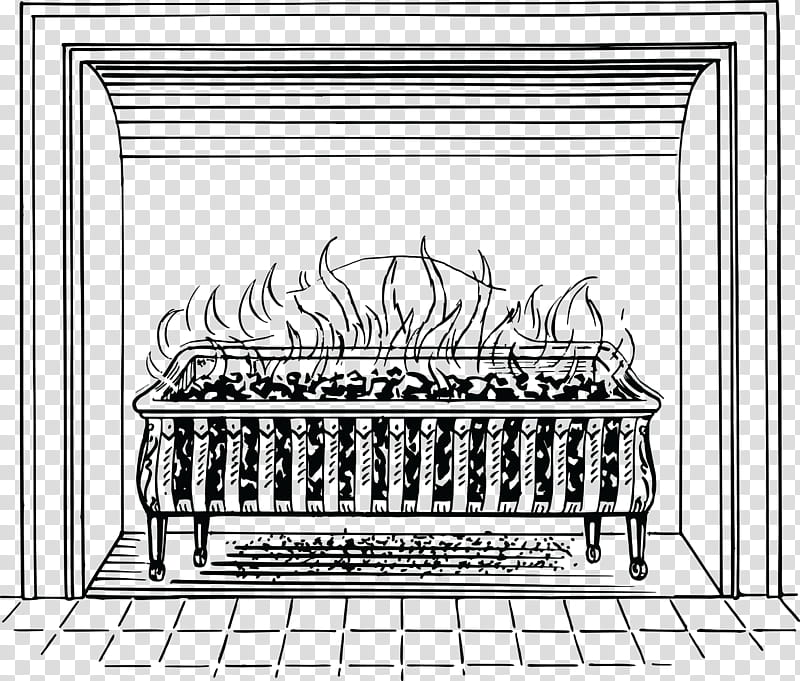 Cartoon Fire, Fireplace, Brick Fireplace, Chimney, Hearth, Firebox, Firewood, Black And White transparent background PNG clipart