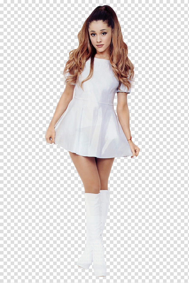 Ariana Grande, Ariana Grande wearing white minidress transparent background PNG clipart