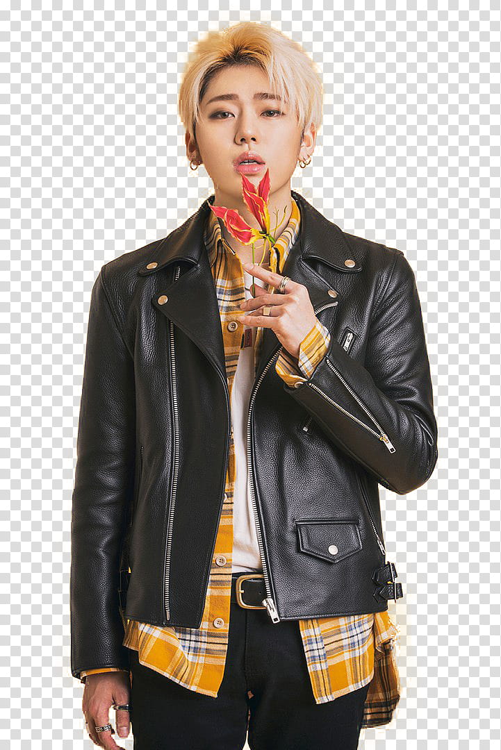 ZICO BLOCK B, man in black leather jacket transparent background PNG clipart