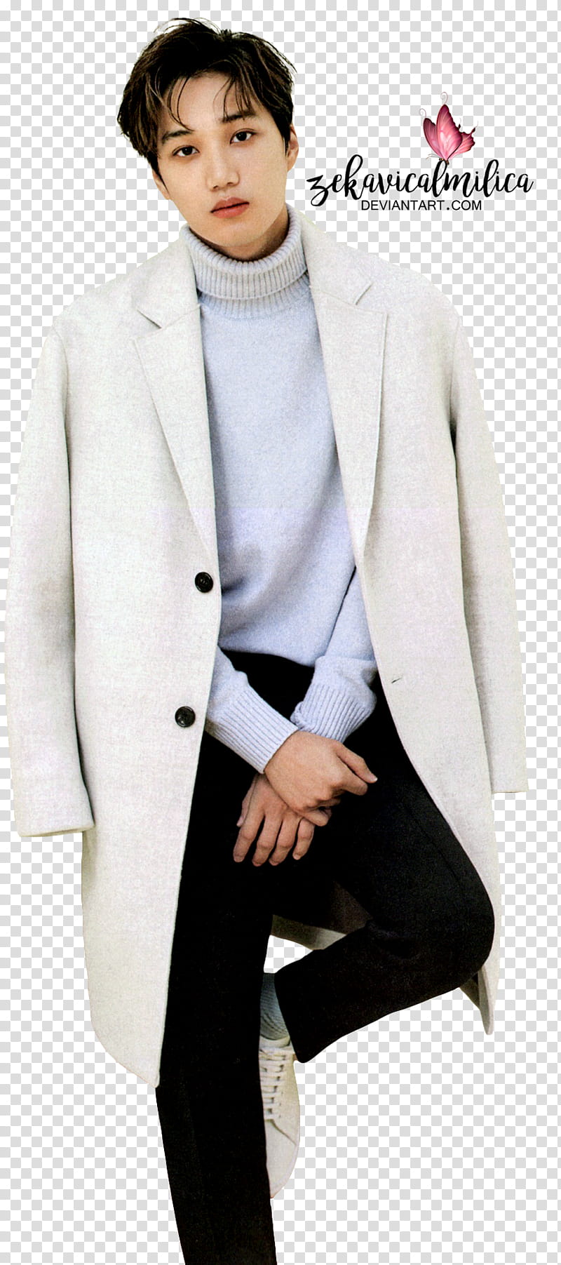 EXO Kai High Cut, man wearing white coat transparent background PNG clipart