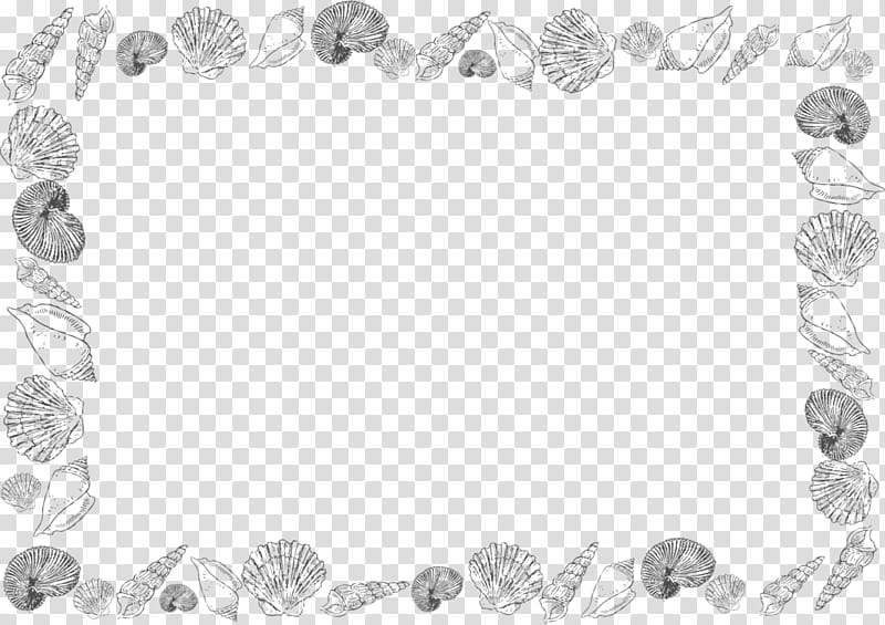 Black And White Frame, BORDERS AND FRAMES, Seashell, Borders , Decorative Borders, Frames, Mollusc Shell, Drawing transparent background PNG clipart