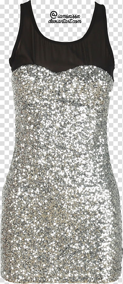 Glitter sequined prom dresses , silver and black tank dress transparent background PNG clipart