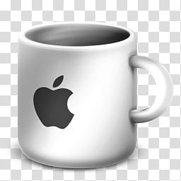 Apple Mug Icons and Extras, , white ceramic mug with Apple logo art transparent background PNG clipart