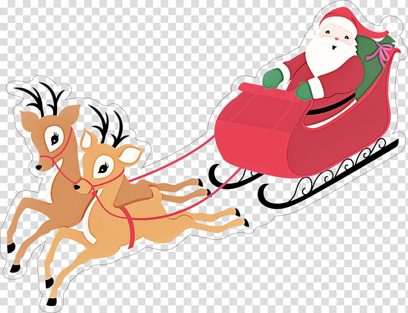 Santa claus, Sled, Cartoon, Christmas , Christmas Eve transparent background PNG clipart
