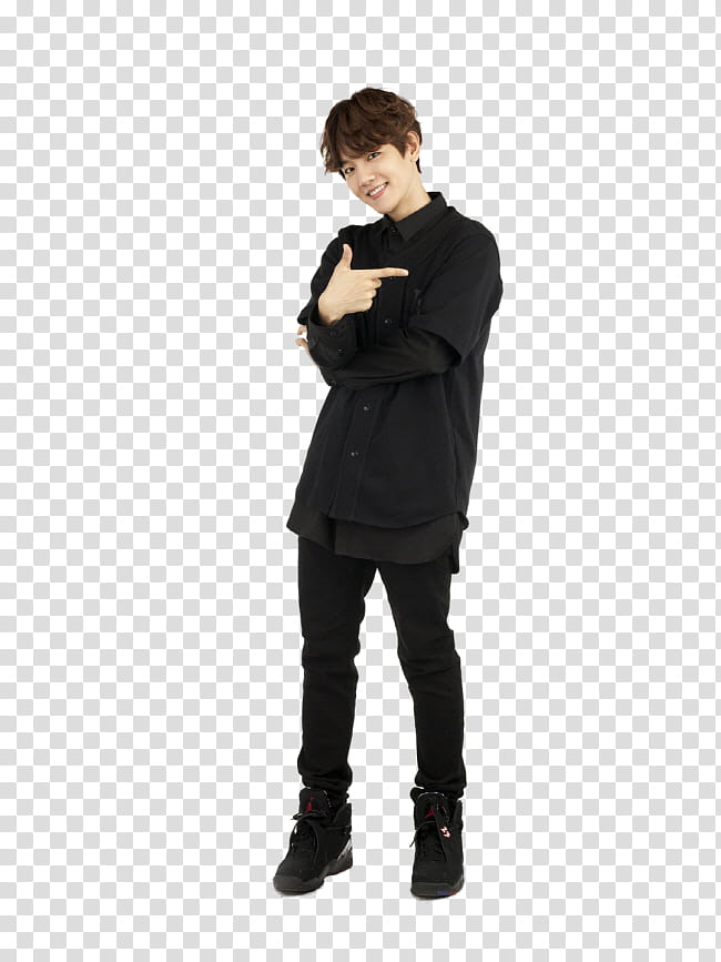 EXO SECRET P, man standing wearing black coat transparent background PNG clipart