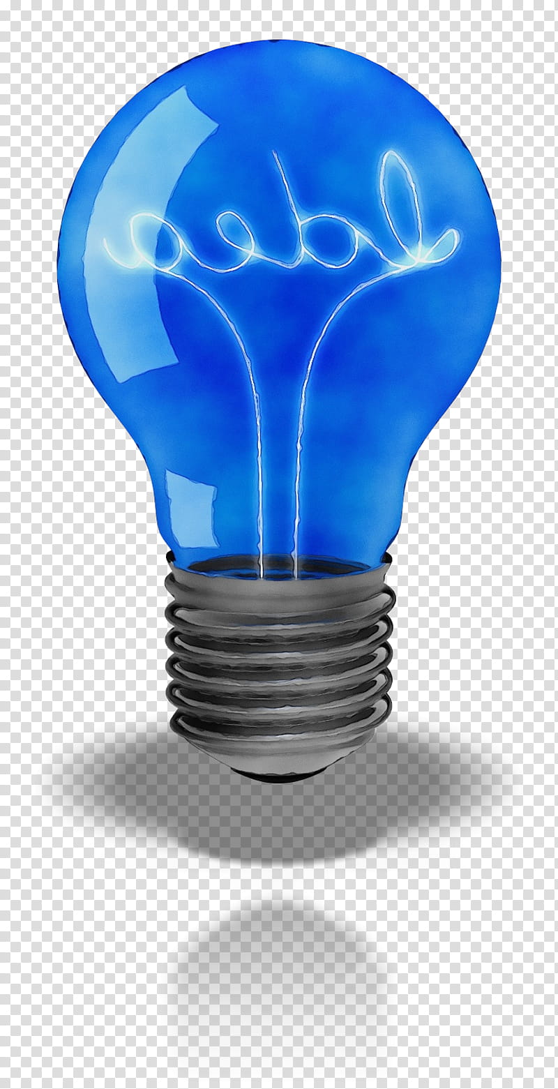 Light bulb, Watercolor, Paint, Wet Ink, Incandescent Light Bulb, Blue, Lighting, Fluorescent Lamp transparent background PNG clipart