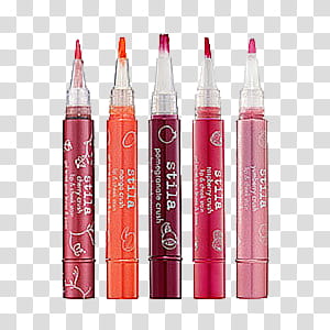 Beauty Files, five Stila lipstick pens transparent background PNG clipart