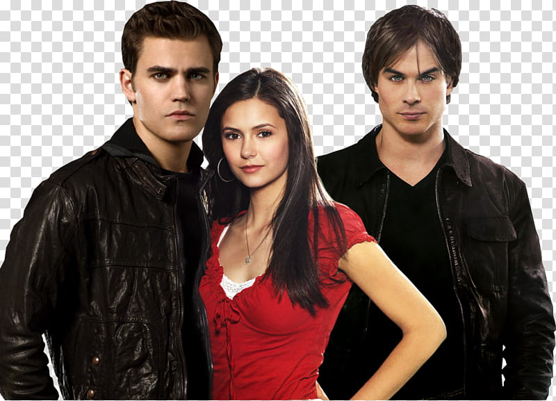 Vampire Diaries , woman beside two men transparent background PNG clipart