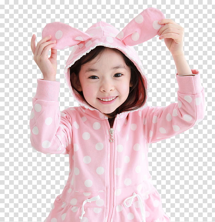 RENDER Ulzzang Kid, girl holding the bunny ear of her hoodie transparent background PNG clipart