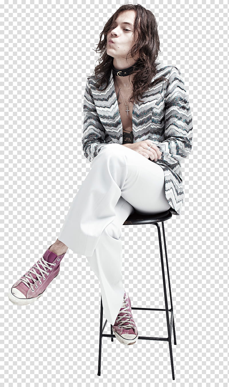 Harry Styles, man sitting on chair transparent background PNG clipart