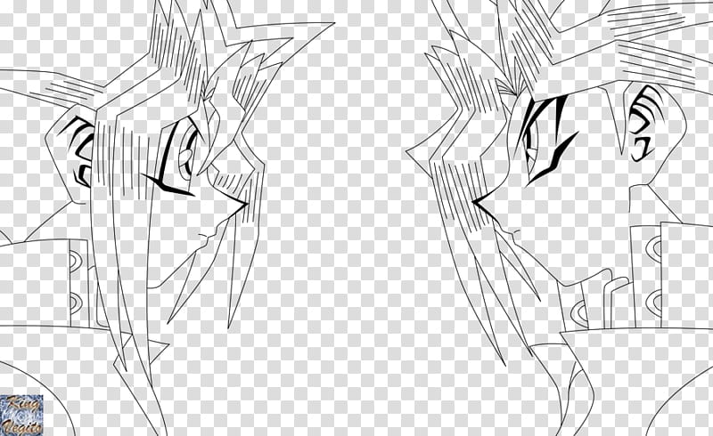 The final duel Yugi vs Atem Lineart transparent background PNG clipart