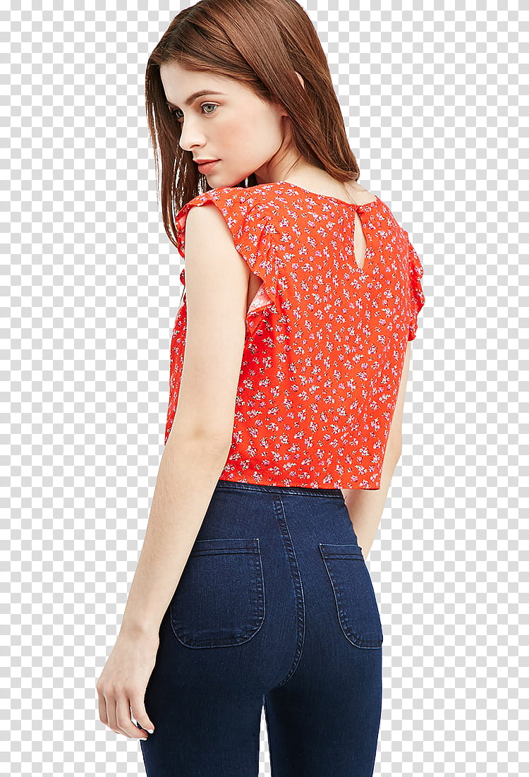 model , woman wearing red tank blouse transparent background PNG clipart
