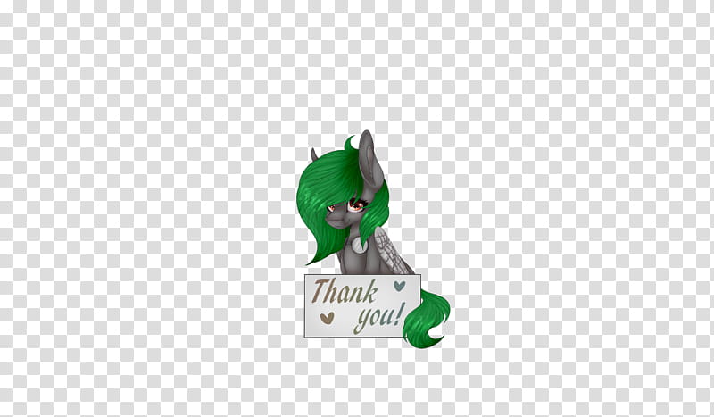 Large Thank You Collab new part added, gray and green My Little Pony character with thank you texts transparent background PNG clipart