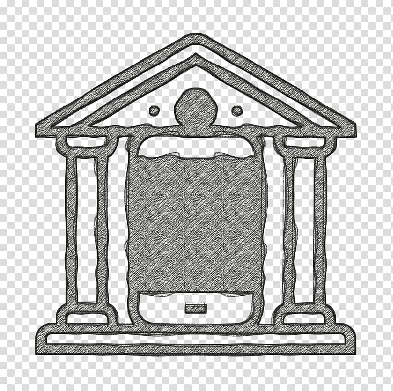 Online banking icon Digital Banking icon Fintech icon, Cartoon, House, Architecture, Hut, Line Art, Building transparent background PNG clipart