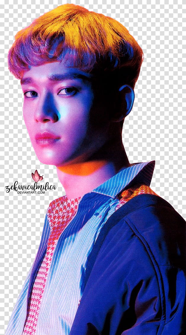 EXO Chen The Power Of Music, man wearing blue jacket transparent background PNG clipart