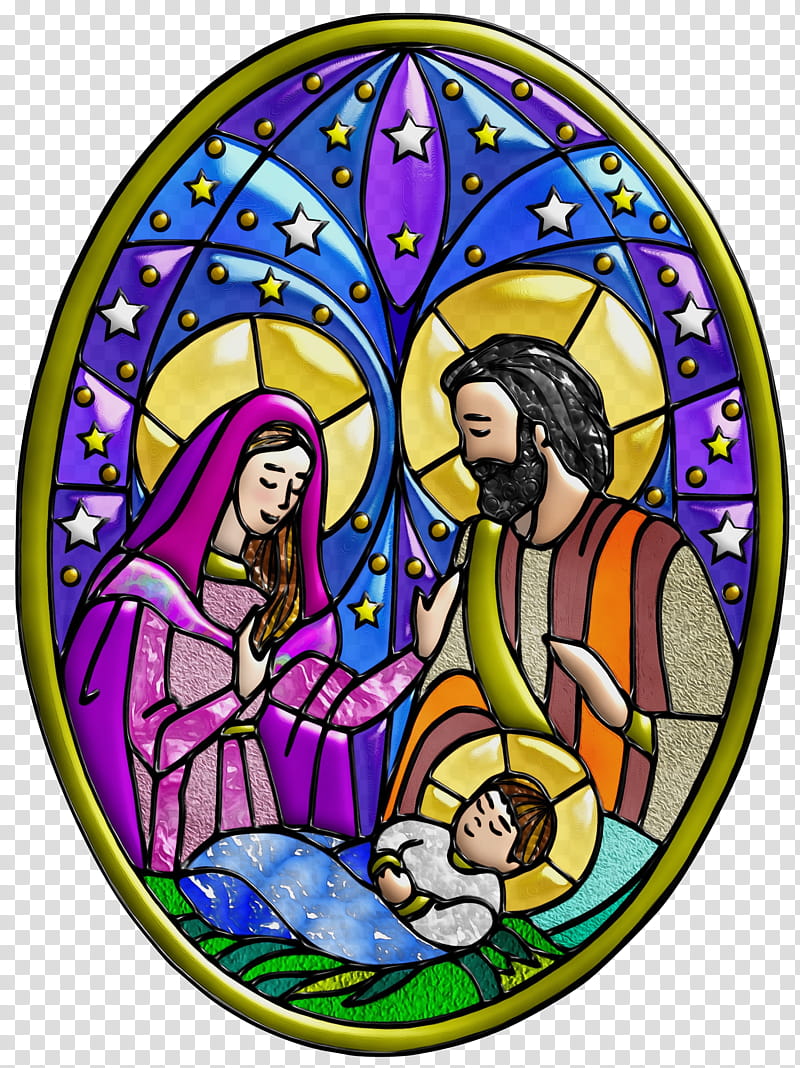 stained glass nativity scene glass window interior design, Watercolor, Paint, Wet Ink transparent background PNG clipart