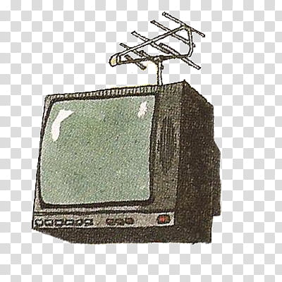 O Retro s, black and gray CRT TV with antenna illustration transparent background PNG clipart