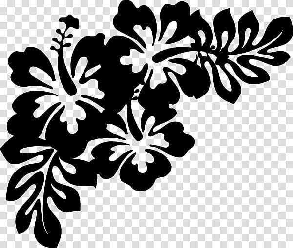 Decorative Borders, BORDERS AND FRAMES, Hawaii, Luau, Blackandwhite, Hibiscus, Flower, Plant transparent background PNG clipart