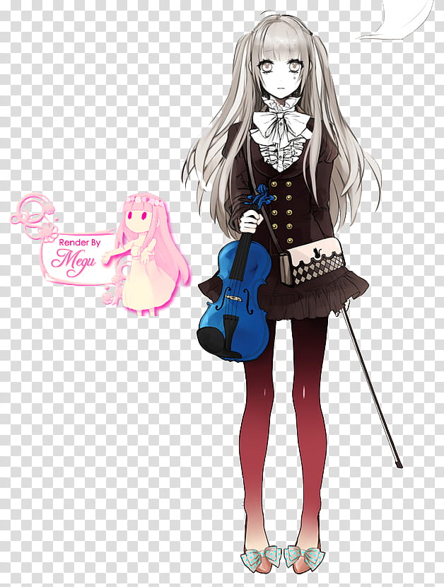 grey-haired female anime character illustration transparent background PNG clipart